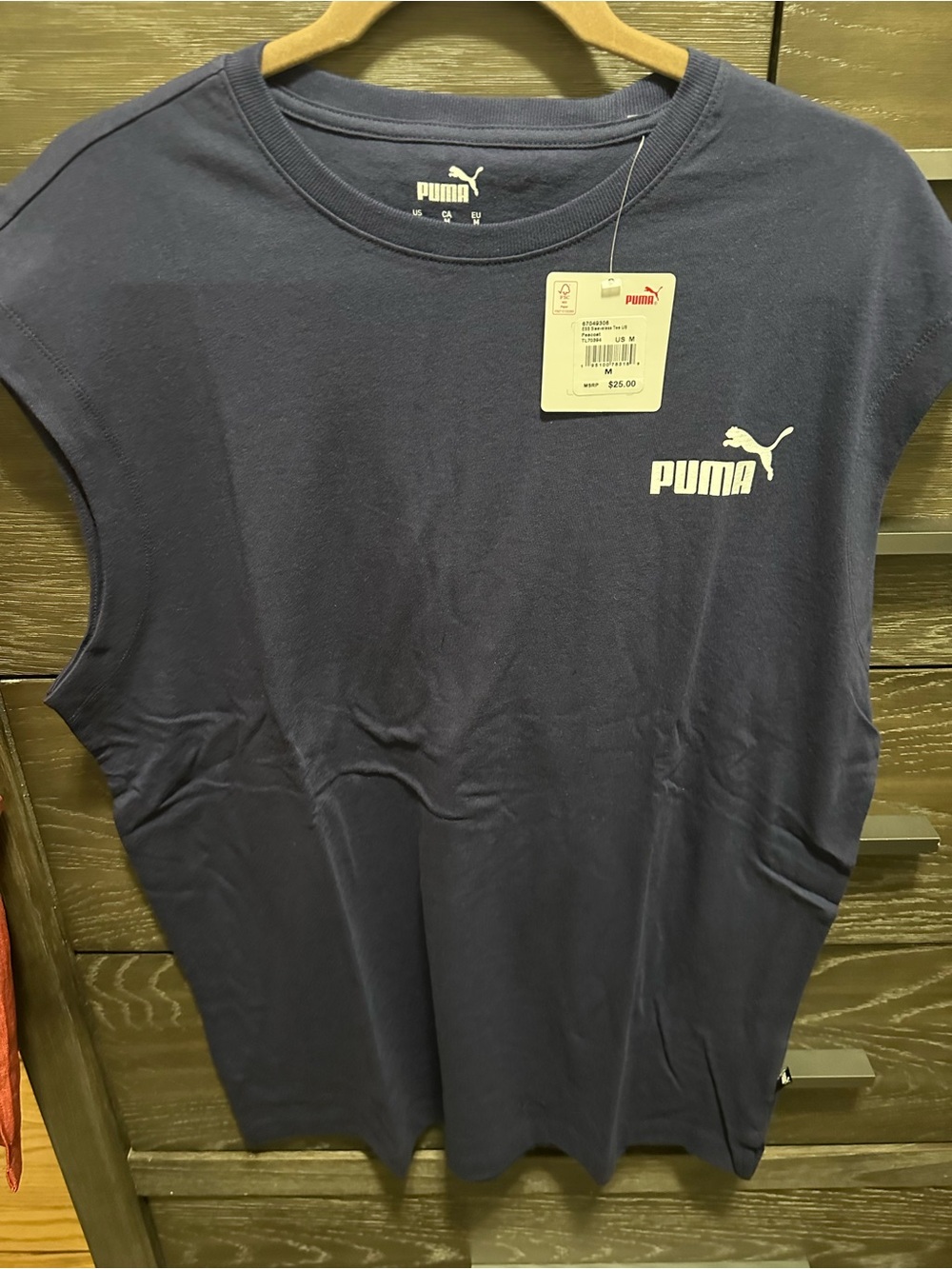Puma Navy Blue Sleeveless Muscle Tee with White Logo